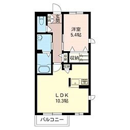積水ハウスシャーメゾン サンフラメゾン 2階1LDKの間取り