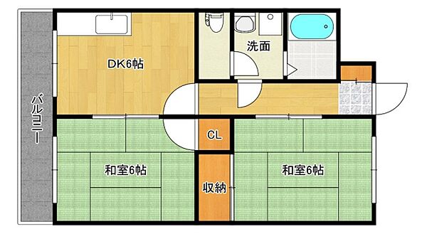 広島県広島市安佐南区長束３丁目(賃貸マンション2DK・3階・44.28㎡)の写真 その2