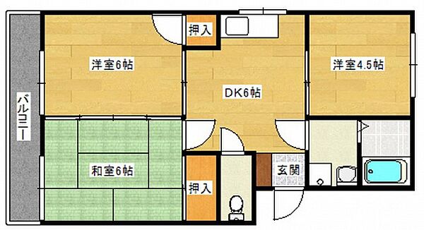 広島県安芸郡府中町みくまり1丁目(賃貸マンション3DK・3階・55.00㎡)の写真 その2