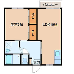 フォーブル三重A 1LDKの間取図画像