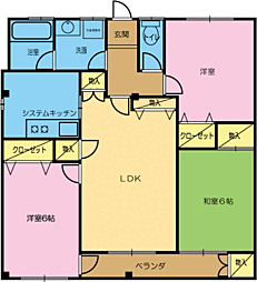 チヤハウス 2階3LDKの間取り