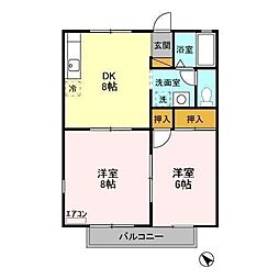ファーストハイツ福王台 2DKの間取図画像