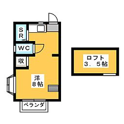 シャトーヤジ-3 ワンルームの間取図画像