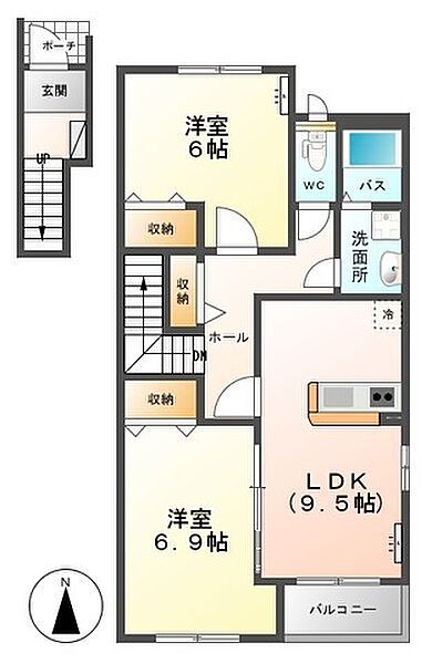 画像2:角部屋は家賃6万円、中部屋は家賃5.9万円。