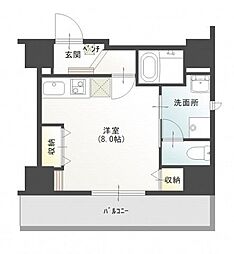 東武東上線 川越駅 徒歩5分の賃貸マンション 2階ワンルームの間取り