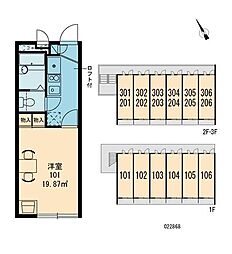 レオパレスプレーヌ 3階1Kの間取り