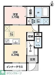 リーブルファイン志木上宗岡 1階1LDKの間取り