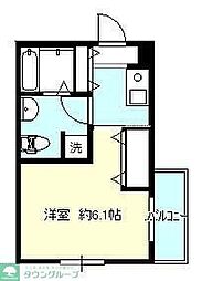セレステ鶴瀬 2階1Kの間取り
