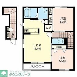 ヴィラ・アーブII 2階2LDKの間取り