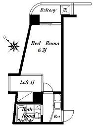 アメリカンドリーム 2階1Kの間取り