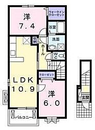 サン・ジェルメ2 2LDKの間取図画像