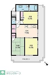 吉田ハイツ武蔵野 3DKの間取図画像