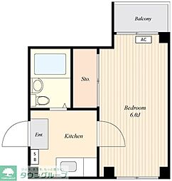 メゾン白子 1Kの間取図画像