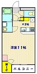 レオパレスアゼリアカーサ 1Kの間取図画像