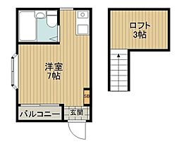ビラ自然2 ワンルームの間取図画像