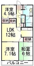 グリーンパレス和光 2SLDKの間取図画像