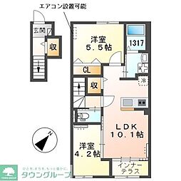 サイカチI 2LDKの間取図画像
