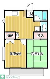 ドミシルサカエB 2DKの間取図画像