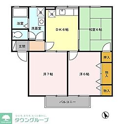 リヴェール・コートC棟 3DKの間取図画像