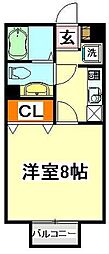 ピュアクレスト 1Kの間取図画像