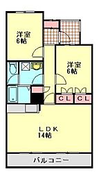 テラス新宿 2LDKの間取図画像