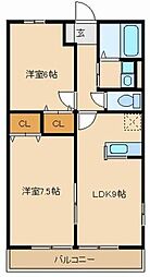 サニーハイム 2LDKの間取図画像