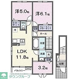 川越市アパート 3LDKの間取図画像