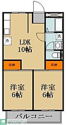 松原マンション 2LDKの間取図画像
