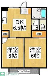 ロイヤルハイツB 2DKの間取図画像