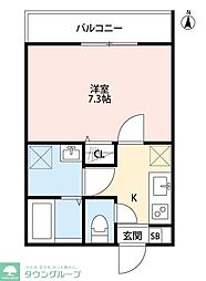 tocco赤塚 1Kの間取図画像