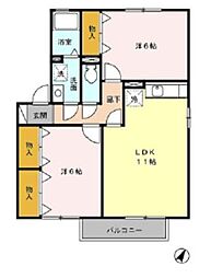 ウールクロッシェA 2LDKの間取図画像