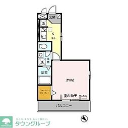 エリタージュ1 1Kの間取図画像