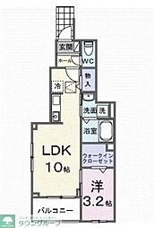 ヒカルサ川越南古谷ウェスト 1LDKの間取図画像