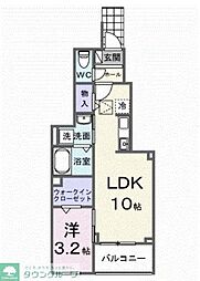 ヒカルサ川越南古谷ウェスト 1LDKの間取図画像