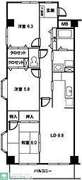モーニングパーク朝霞 3LDKの間取図画像