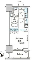 パークアクシス横濱関内ＳＱＵＡＲＥ 8階ワンルームの間取り