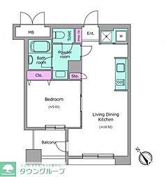 レジディア横濱馬車道 6階1LDKの間取り