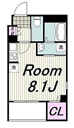 ｂ’CASA Yokohama 2階ワンルームの間取り