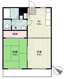 サンガーデン反町 3階2DKの間取り