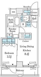 オープンブルーム横浜 11階1LDKの間取り
