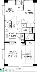 岸根公園ハイツ 3LDKの間取図画像