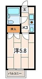 パークヒルズA 1Kの間取図画像