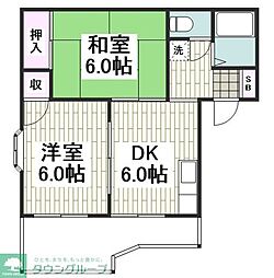 サンハイムKM 2DKの間取図画像