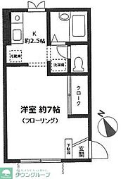 銀ハイツ 1Kの間取図画像