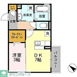 ルークス月見台 1DKの間取図画像