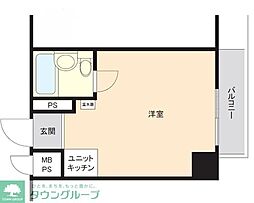 西横浜クリス・コーポ ワンルームの間取図画像