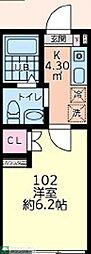 HM Base鶴ヶ峰 1Kの間取図画像