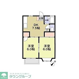 ハイムヤスイ・弐番館 2DKの間取図画像