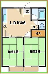 コーポＴＡＭＡ 2階2LDKの間取り