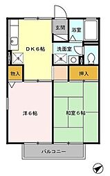 ストークアレイ 1階2DKの間取り